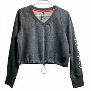 Calvin Klein Performance Women Cropped Sweatshirt Adjustable Waist String Large